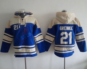 Los Angeles Dodgers #21 Zack Greinke Blue Sawyer Hooded Sweatshirt MLB Hoodie