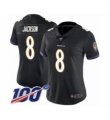 Women Nike Baltimore Ravens #8 Lamar Jackson Black Alternate Vapor Untouchable Limited Player 100th Season NFL Jersey