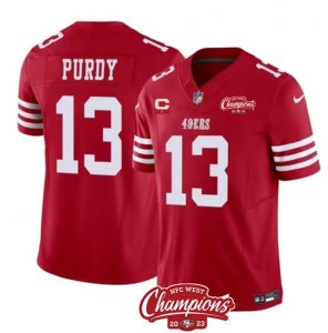 Men\'s San Francisco 49ers #13 Brock Purdy Red 2023 F.U.S.E. With 1-star C And NFC West Champions Football Stitched Jersey