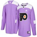Mens Philadelphia Flyers Purple Adidas Hockey Fights Cancer Custom Practice Jersey