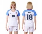 Womens USA #18 Wood Home Soccer Country Jersey