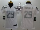 2015 Super Bowl XLIX Women Nike Seattle Seahawks #29 Earl Thomas Platinum White Jerseys