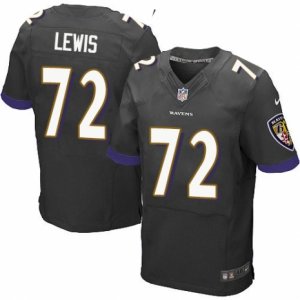 Mens Nike Baltimore Ravens #72 Alex Lewis Elite Black Alternate NFL Jersey