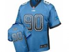 Nike Detroit Lions #90 Ndamukong Suh Blue Jerseys(Elite Drift Fashion)