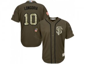 Youth San Francisco Giants #10 Evan Longoria Green Salute to Service Stitched Baseball Jersey