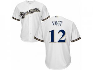 Youth Majestic Milwaukee Brewers #12 Stephen Vogt Authentic White Home Cool Base MLB Jersey