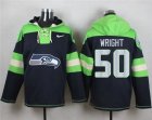 Nike Seattle Seahawks #50 K.J. Wright Steel Blue Player Pullover Hoodie