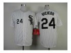 mlb jerseys chicago white sox #24 viciedo white[black stripe][viciedo]