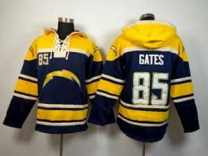 Nike jerseys San Diego Charger #85 antonio gates yellow-blue[pullover hooded sweatshirt]