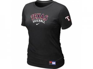 Women Texas Rangers Nike Black Short Sleeve Practice T-Shirt