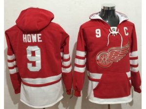 Detroit Red Wings #9 Gordie Howe Red Name & Number Pullover NHL Hoodie