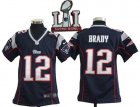 Nike Patriots # 12 Tom Brady Navy Youth 2017 Super Bowl LI Game Jersey