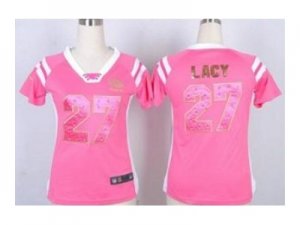 Nike women jerseys green bay packers #27 eddie lacy pink[fashion Rhinestone sequins]