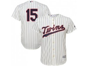 Youth Minnesota Twins #15 Glen Perkins Cream Strip Cool Base Stitched MLB Jersey