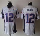 Nike Patriots #12 Tom Brady White With Hall of Fame 50th Patch NFL Elite Jersey