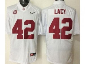 Alabama Crimson Tide #42 Eddie Lacy White SEC Patch Stitched NCAA Jersey