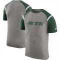 New York Jets Enzyme Shoulder Stripe Raglan T-Shirt Heathered Gray