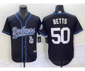 Men\'s Los Angeles Dodgers #50 Mookie Betts Black Cool Base Stitched Baseball Jersey1