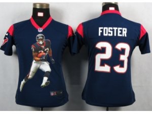 Nike Women Houston Texans #23 Foster Blue Portrait Fashion Game Jerseys