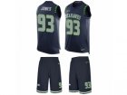 Mens Nike Seattle Seahawks #93 Nazair Jones Limited Steel Blue Tank Top Suit NFL Jersey