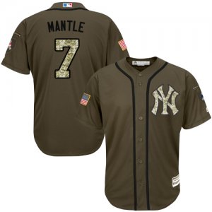 Men\'s Majestic New York Yankees #7 Mickey Mantle Authentic Green Salute to Service MLB Jersey