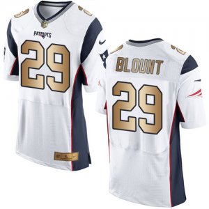 Nike New England Patriots #29 LeGarrette Blount White Mens Stitched NFL New Elite Gold Jersey