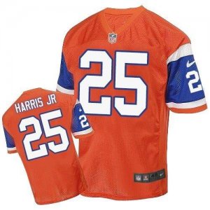 Nike Denver Broncos #25 Chris Harris Jr Orange Throwback Men Stitched NFL Elite Jersey