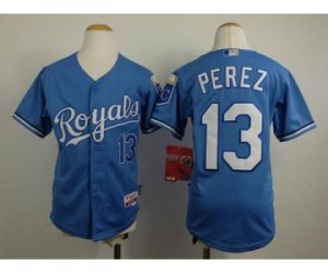 Youth mlb jerseys kansas city royals #13 perez lt.blue[perez]