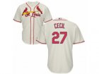 Youth Majestic St. Louis Cardinals #27 Brett Cecil Replica Cream Alternate Cool Base MLB Jersey