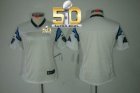 Women Nike Panthers Blank White Super Bowl 50 Stitched Jersey