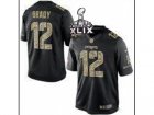 2015 Super Bowl XLIX Nike New England Patriots #12 Tom Brady Black Salute to Service Jerseys(Limited)