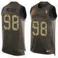 Mens Nike Cleveland Browns #98 Jamie Meder Limited Green Salute to Service Tank Top NFL Jersey