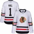 Womens Reebok Chicago Blackhawks #1 Glenn Hall Authentic White 2017 Winter Classic NHL Jersey