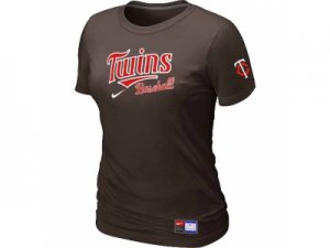 Women Minnesota Twins Nike Brown Short Sleeve Practice T-Shirt