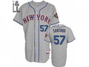 MLB New York Mets #57 Johan Santana Grey Cool Base[50th Anniversary Patch]