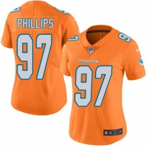 Women\'s Nike Miami Dolphins #97 Jordan Phillips Limited Orange Rush NFL Jersey