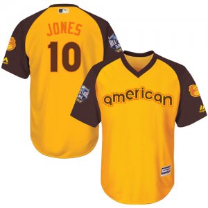 Youth Majestic Baltimore Orioles #10 Adam Jones Authentic Yellow 2016 All-Star American League BP Cool Base MLB Jersey