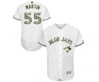 Mens Majestic Toronto Blue Jays #55 Russell Martin Authentic White 2016 Memorial Day Fashion Flex Base MLB Jersey