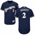 Men's Majestic Milwaukee Brewers #2 Scooter Gennett Navy Blue Flexbase Authentic Collection MLB Jersey