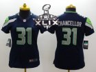 2015 Super Bowl XLIX Women Nike Seattle Seahawks #31 Kam Chancellor blue jerseys