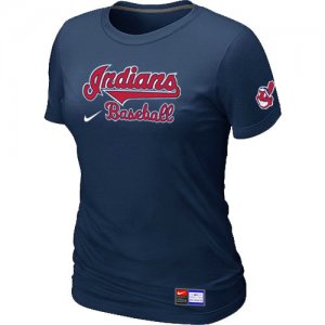 Women Cleveland Indians D.Blue Nike Short Sleeve Practice T-Shirt