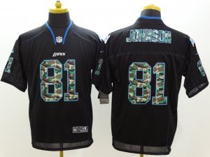 Nike Detroit Lions #81 Calvin Johnson Black jerseys(Elite Camo Fashion)