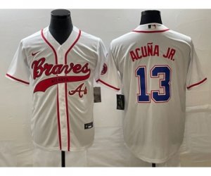 Men\'s Atlanta Braves #13 Ronald Acuna Jr White Cool Base Stitched Baseball Jersey