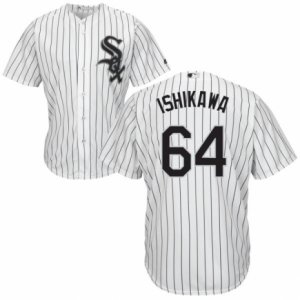 Men\'s Majestic Chicago White Sox #64 Travis Ishikawa Replica White Home Cool Base MLB Jersey