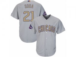 Womens Majestic Chicago Cubs #21 Sammy Sosa Authentic Gray 2017 Gold Champion MLB Jersey