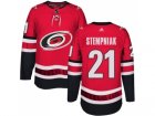 Men Adidas Carolina Hurricanes #21 Lee Stempniak Authentic Red Home NHL Jersey