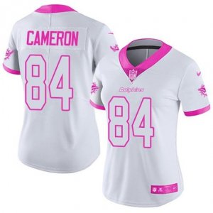 Womens Nike Miami Dolphins #84 Jordan Cameron White Pink Stitched NFL Limited Rush Fashion Jersey