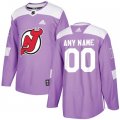 Mens New Jersey Devils Purple Adidas Hockey Fights Cancer Custom Practice Jersey