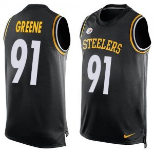 Nike Pittsburgh Steelers #91 Kevin Greene Black Team Color Men Stitched NFL Limited Tank Top Jersey