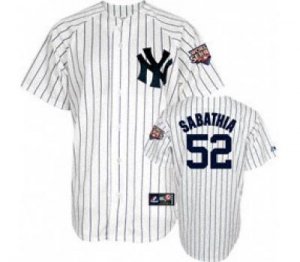 New York Yankees 52 Sabathia Youth White(2009 logo)